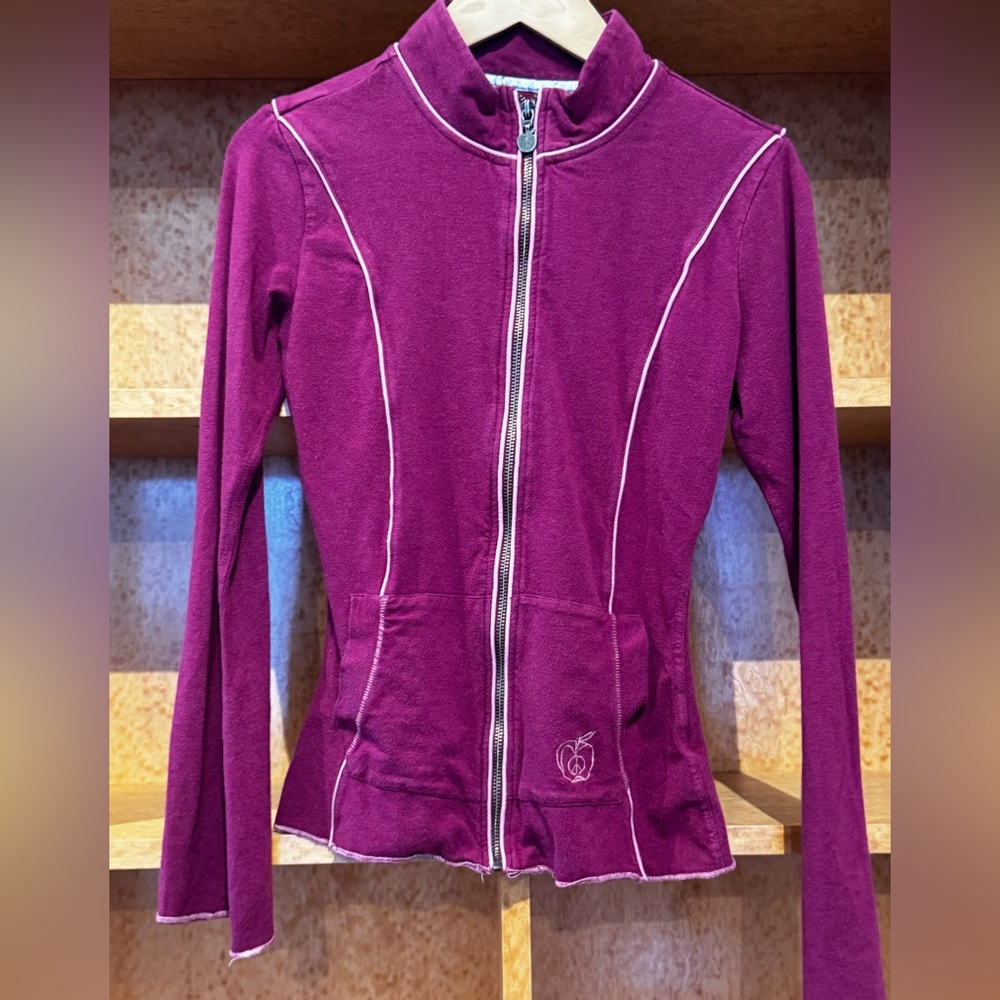 Green Apple Bamboo Yoga Zip-Up Hoodie Magenta -  NWT Medium